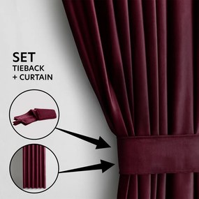 Borvörös bársony dimout (részleges sötétítő) függöny 140x245 cm Pleat – Restilo