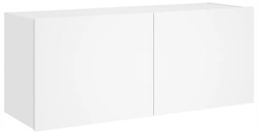 fehér falra szerelhető TV-szekrény LED-lámpákkal 100x35x41 cm