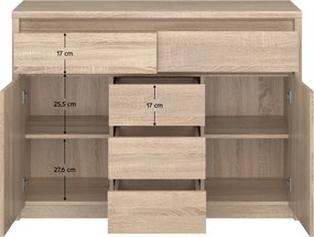 Komód, DTD laminált, tölgy sonoma, NORTY TYP 10