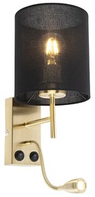 Art Deco fali lámpa fekete fekete pamut búrával - Stacca