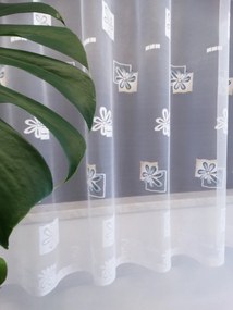 Mg Függöny 125/809 Fehér virágok Bézs kék 400x250cm Kész Szegély M