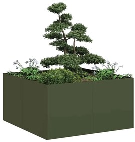 vidaXL növénytartó olívazöld 80x80x40 cm hidegen hengerelt acél