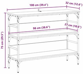 Konzolasztal polcokkal Musta tammi 100 x 32 x 75 cm Faanyag