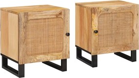 vidaXL Éjjeliszekrény 2 pcs Természetes 40 x 33 x 46 cm