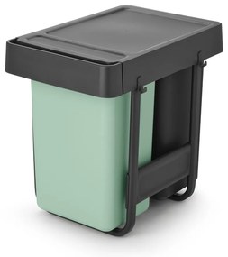 Mentazöld-sötétszürke műanyag szelektív beépíthető szemetes 30 l Sort&amp;Go – Brabantia