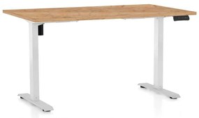 OfficeTech B állítható magasságú asztal, 120 x 80 cm, fehér alap, craft tölgy