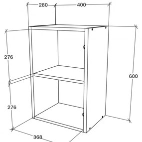 Benita 1 ajtós Felső konyhaszekrény Bronz Tölgy-Fehér 40x30x60 cm N
