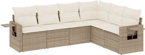 vidaXL 6 részes bézs polyrattan kerti ülőgarnitúra párnával