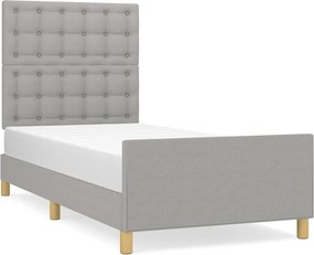 vidaXL világosszürke szövet ágykeret fejtámlával 90 x 200 cm