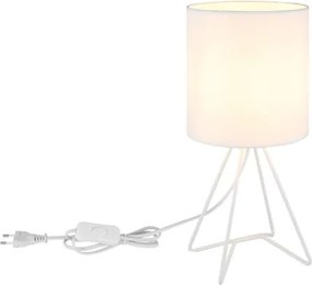 Globo 21734W Asztali lámpa, fém fehér, textil fehér, kábel PVC fehér, billenőkapcsoló a kábelen, ø: 160mm, M: 345mm, kábelhossz 1300mm, 1x E14 40W 230V izzó nélkül