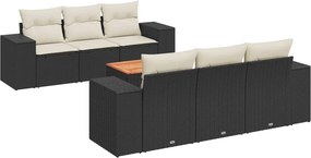vidaXL 7 részes fekete polyrattan kerti ülőgarnitúra párnával