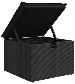 7 darabos kertiszék szett párnákkal fekete poli rattan, 2 személyes kertiszék párnákkal fekete poli rattan