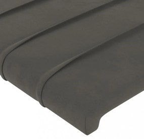 sötétszürke bársony LED-es fejtámla 203 x 16 x 78/88 cm