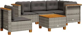 vidaXL 6 részes szürke polyrattan kerti ülőgarnitúra párnákkal