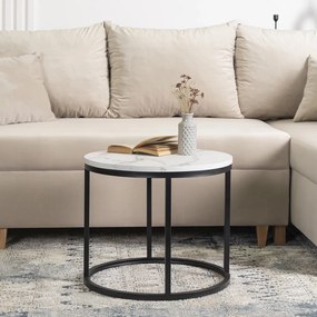 Dohányzóasztal, fehér márvány/fekete CONNY