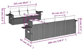 8 részes barna polyrattan kerti ülőgarnitúra párnákkal