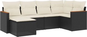 vidaXL 6 részes fekete polyrattan kerti ülőgarnitúra párnákkal