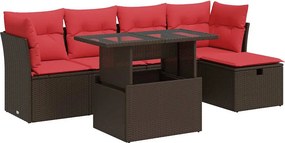 vidaXL 6 részes barna polyrattan akácfa kerti ülőgarnitúra párnával