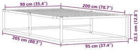 ágykeret matrac nélkül Fehér 90x200 cm fém ágykeret