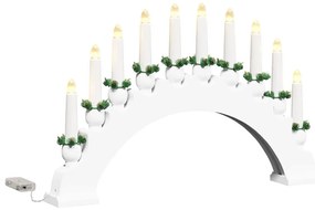 Karácsonyi gyertyatartó ív 10 LED gyertyával Fehér