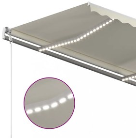 krémszínű kézzel kihúzható LED-es napellenző 400 x 300 cm