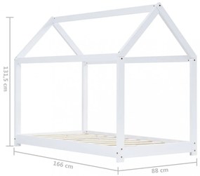 fehér tömör fenyőfa gyerekágy-keret 80 x 160 cm