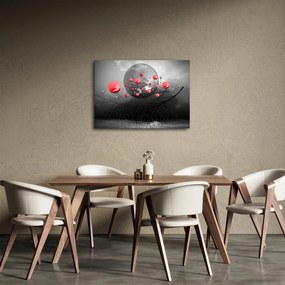 Piros absztrakt gömbök képe (70x50 cm)