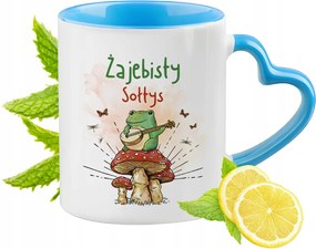 Kék bögre szív alakú füllel ajándékba