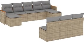 vidaXL 10 részes vegyes bézs polyrattan kerti ülőgarnitúra párnákkal
