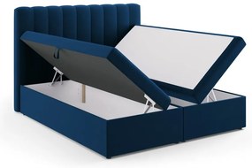 Sötétkék boxspring ágy tárolóhellyel 180x200 cm Gina – Milo Casa