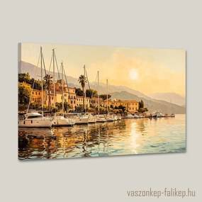 Nyári kikötő mediterrán hangulatban – prémium falikép 60x40 cm