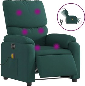 vidaXL sötétzöld szövet elektromos dönthető masszázsfotel