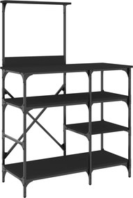 vidaXL fekete szerelt fa és fém pékállvány 90 x 40 x 132 cm