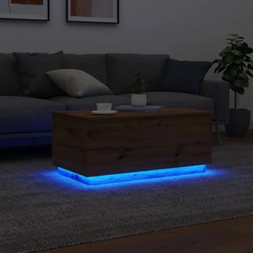 kézműves tölgy színű dohányzóasztal LED-lámpákkal 90x50x40 cm