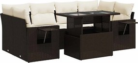 vidaXL 7 részes barna polyrattan kerti ülőgarnitúra párnákkal