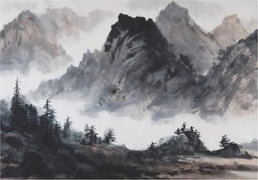 Fotótapéta Hegyek Természet Erdő Köd Tájkép Hálószoba Nappali 254x184