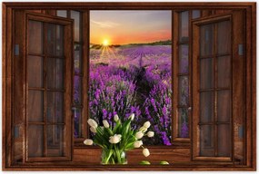 Poszterek 120x80 Kilátás az ablakból a levendulára