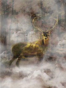 Flizelin fotótapéta Szarvas a ködben erdő természet titokzatos 206x275 +ragasztó