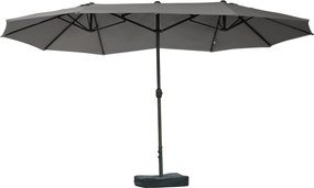 Outsunny Dupla Napernyő 455 x 265 cm, UV Védelemmel Ellátott Napernyő Kézi Kurblival, Állvány, Erkélyernyő, Strandernyő Szélálló Kurblis Napernyő a St
