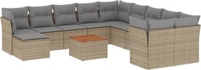 vidaXL 12 részes vegyes bézs polyrattan kerti ülőgarnitúra párnákkal