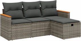 vidaXL 4 részes szürke polyrattan kerti ülőgarnitúra párnákkal