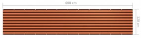 narancssárga-barna oxford-szövet erkélyparaván 120 x 600 cm