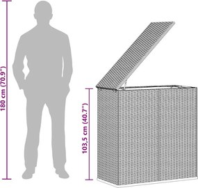 Fekete Polyrattan Kerti Párnatartó Doboz 100 X 49 X 103,5 Cm