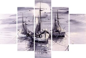 Kép - kikötő, olajfestmény (150x105 cm)