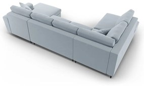 Világoskék bársony kinyitható tárolóhelyes sarokkanapé (bal oldali-U alakú) Kyoto – Cosmopolitan Design