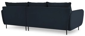 Sötétkék bársony sarokkanapé (jobb oldali) Vienna – Cosmopolitan Design