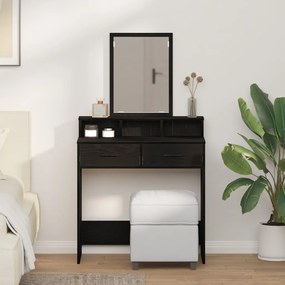 Sminkasztal Fekete tölgy MDF és üveg 79 x 41 x 140 cm
