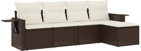 vidaXL 5 részes barna polyrattan kerti ülőgarnitúra párnával