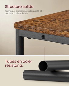 Keskeny oldal asztal töltő funkcióval 3 polcos, 18 x 45 x 58 cm rusztikus barna