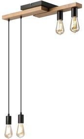 Csillár zsinóron CORTINA 4xE27/15W/230V fekete/tölgy